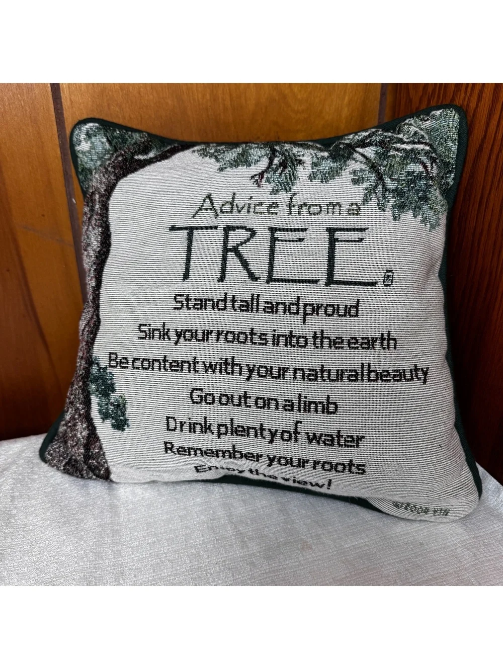 Vintage Adirondack Tree Tapestry Pillow 10x10 Decorative Cabin Accent Pillow